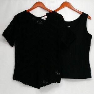 Denim & Co.Short Sleeve Crochet Sweater & Knit set